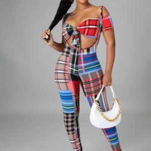 2pc plaid jumpsuit